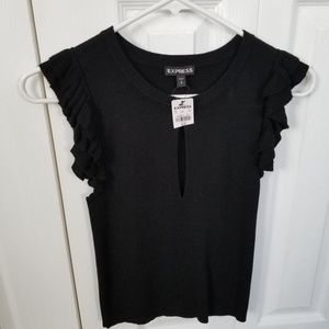 Express ruffle sleeve sweater tank
